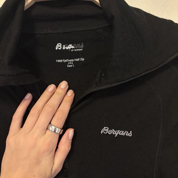 Bergan Fjellrap Norway 100% Merino Wool Sweater 1/4 Zip Base Layer Top L - Picture 2 of 6